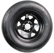 eCustomRim Trailer Tire and Rim Bias Ply St205/75d14 LRC 14x5.5 5-4.5 Black Spoke Wheel