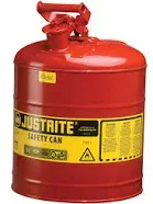 Justrite 7150100 Type I Galvanized Steel Flammables Safety Can, 5 Gallon Capacit