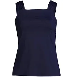 Lands' End Women's Chlorine Resistant Cap Sleeve High Neck Tankini Swimsuit Top