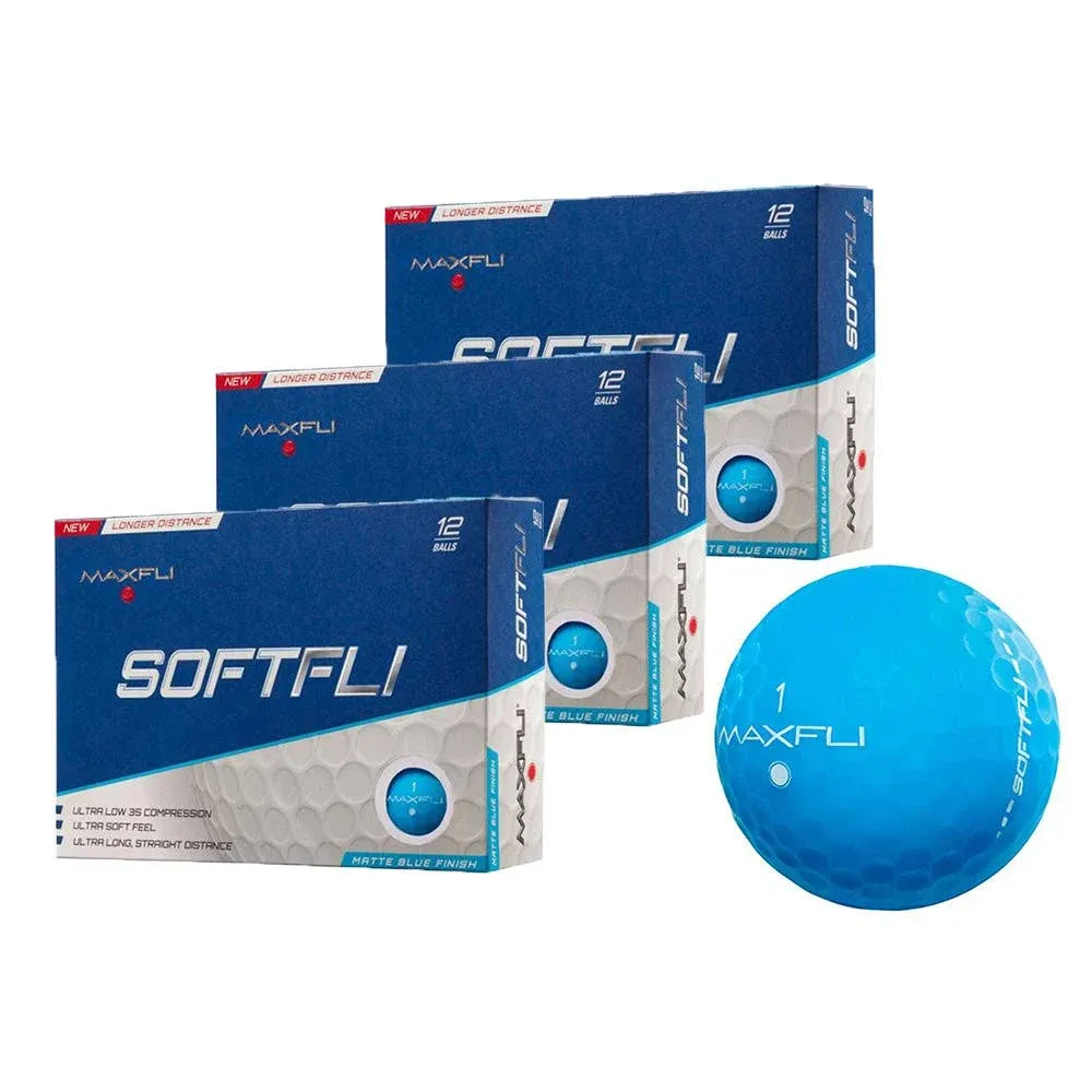 Maxfli Softfli Matte Golf Balls - Longer Straight Distance - Soft Feel Blue - 36