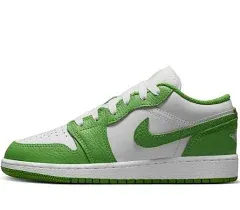 Air Jordan 1 Low SE GS - White/Chlorophyll/Lightening, White / 4Y