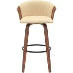 Armen Living Diana 30" Swivel Wood & Faux Leather Bar Stool in Walnut/Cream