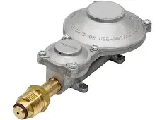 Flame King 300,000 BTU Horizontal Mounted 2-Stage Propane LP Regulator with POL for RVs, Vans, Trailers, Campers, 100LB Tanks, ASME Tanks, Generators