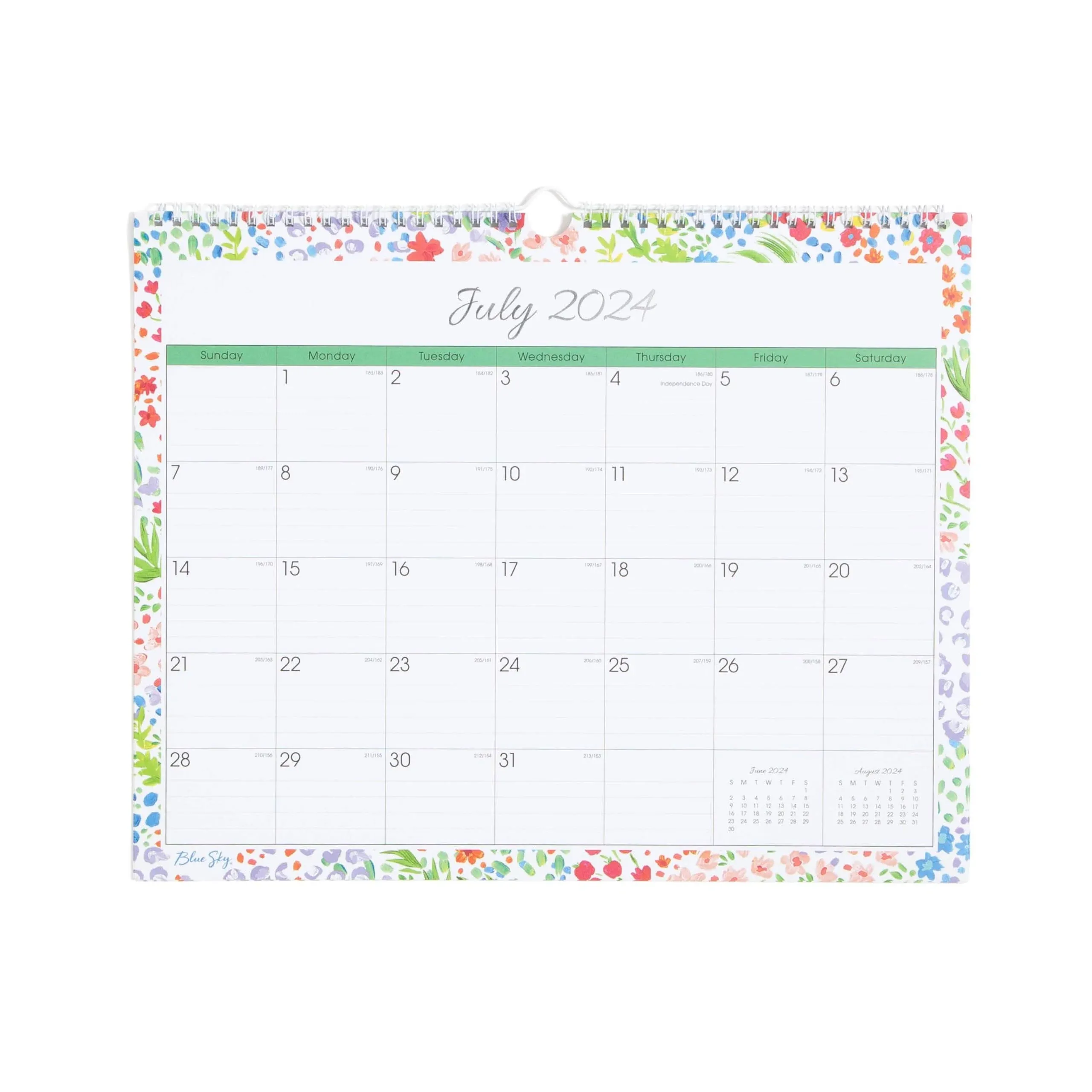  2024-2025 Academic Year Monthly Wall Calendar, 15&#039; x 12&#039;, Wirebound, Ditsy 