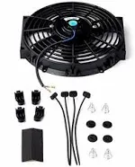 BLACKHORSE-RACING 16" inch Universal Slim Fan Push Pull Electric Radiator Cooling 12V Mount Kit