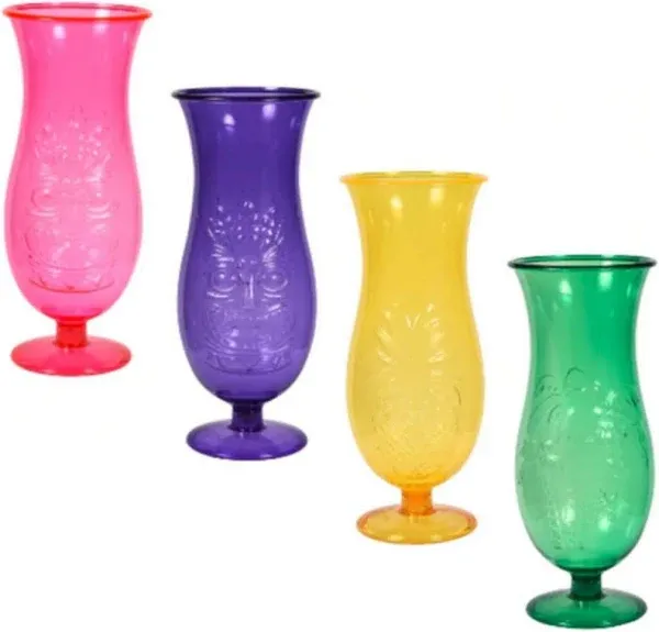 NEW -  Luau Hurricane Tumblers Set of 4 Free Shipping!