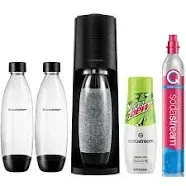 SodaStream Terra Sparkling Water Maker Bundle in Black - Includes CO2, Carbonating Bottle, and Pepsi Zero Sugar, Starry Zero Sugar and Mtn Dew