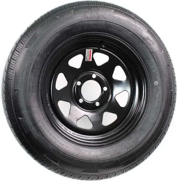 Trailer Tire and Rim Bias Ply ST205/75D14 LRC 14X5.5 5-4.5 Black Spoke Wheel