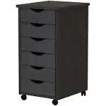 Adeptus 6 Drawer Roll Cart Wood - Black