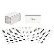 Set of 50 place cards with 200 Meal Choice stickers (Black)