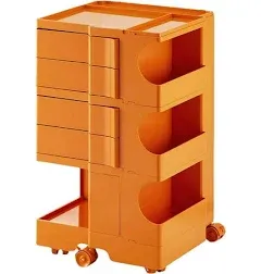 Multipurpose Utility Storage Cart - Industrial Storage with Wheels and Slide Out Drawers - Professional Trolley Cart - Portable Caddy for Salon Supplies, Kitchen Needs, Medical Tools - Tropical Orange