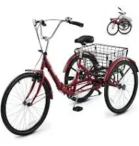 Viribus Folding Adult Tricycle 7 Speed 3 Wheel Bike with Large