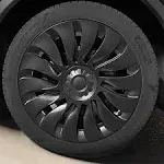 Wheel Covers for Tesla Model Y 19 Inch, ABS Hubcaps Set of 4 Rim Protector Gemini Hub Caps Replacement Matte Black Compatible with Tesla Model Y 2024 2023 2022 2021 Accessories