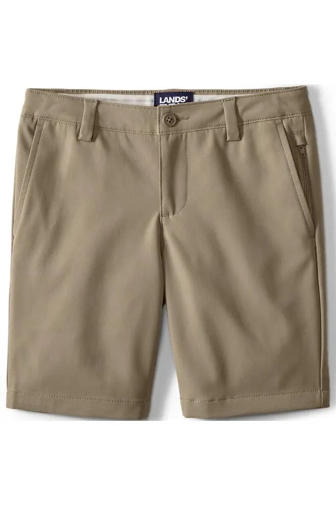 Lands' End Kids Active Performance Chino Shorts - 5 - Khaki