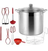 21.5 QT Stainless Steel Canning Pot with Lid, Rack &amp; 7 Pieces Canning Tools S...