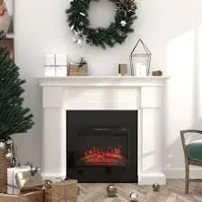 55" White Electric Fireplace with Mantel with Remote Control and Realistic Flame Effects