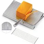 Cheese Slicer with Wire for Block Cheese - Adjustable Stainless Steel Cheese Cutter with Precision Scale, Ergonomic Design, 8 Replacement Wires - Perfect for Cheese Boards, Charcuterie, Kitchen Gadget