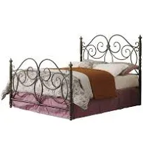 BOWERY HILL Traditional Metal Queen Headboard and Footboard in Bronze