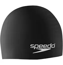 Speedo Solid Silicone Swim Cap Black One Size NIB