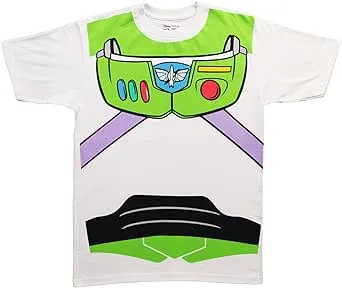 Toy Story Buzz Lightyear and Woody Costume T-Shirt (Buzz, White, Large)