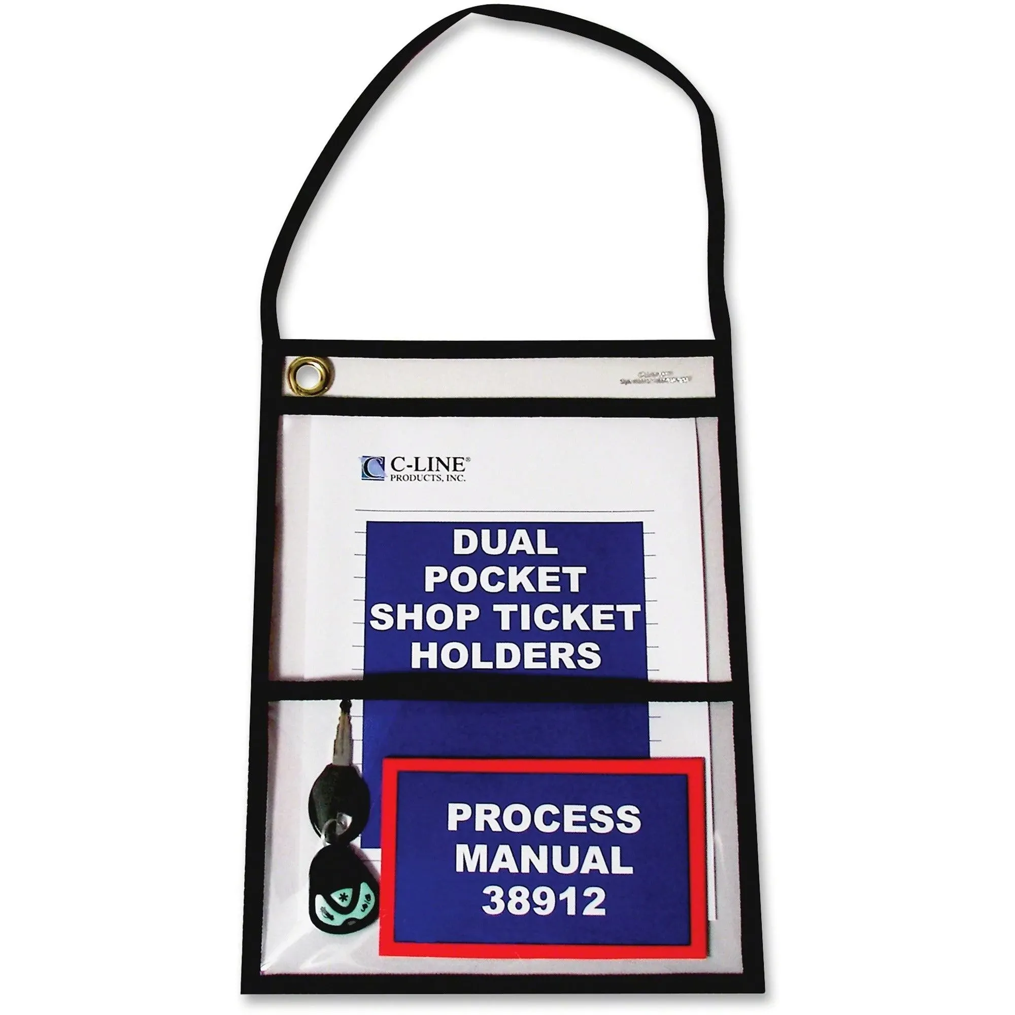 2-pocket Shop Ticket Holder W/setrap, Black Stitching, 150-sheet, 9 X 12, 15/box