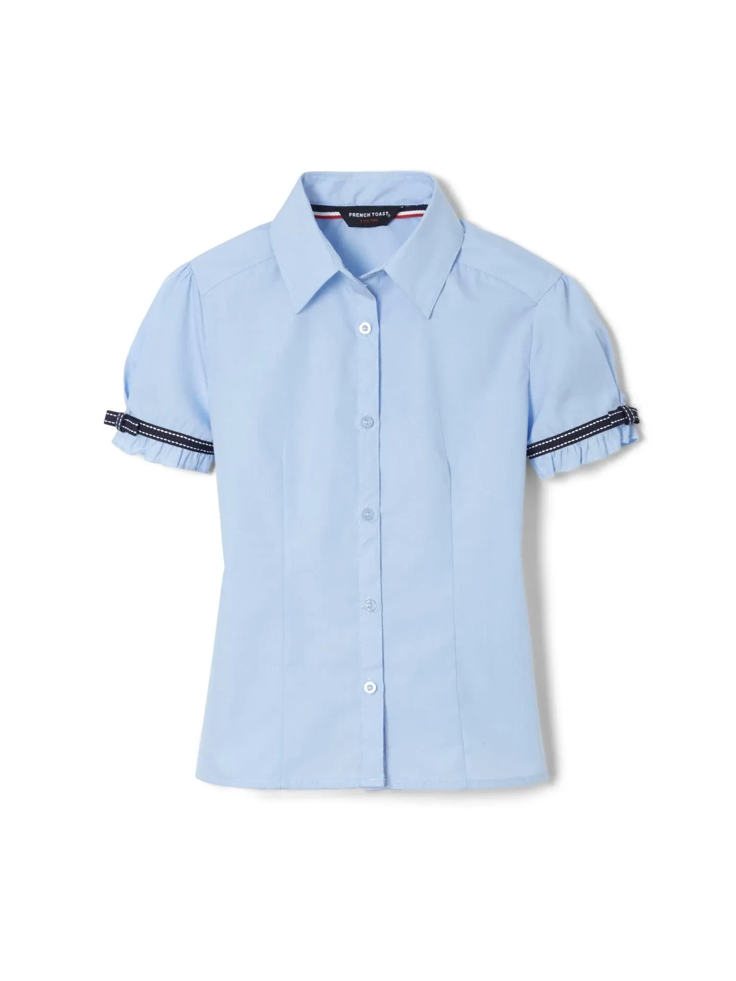 French Toast School Uniform Button-Up Shirt Girls 20 Light Blue Puff Sleeve~