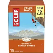 CLIF BAR - 香脆花生酱 - 采用有机燕麦制成 - 11 克蛋白质 - 非转基因 - 植物基 - 能量棒 - 2.4 盎司(15 包)