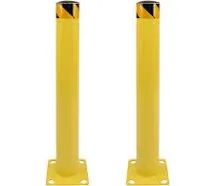 BISupply Bolt Down Safety Bollard Post 2pk - 42in Yellow Pipe Parking Barrier