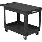 Industrial Plastic 2 Flat Black Shelf Service & Utility Cart, 44 x 25-1/2 , 5" Rubber Casters 800335