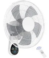 Mirdred Wall Mount Fan, 16 Inch 5 Blades 5 Speeds Wall Fan with Remote Contro...