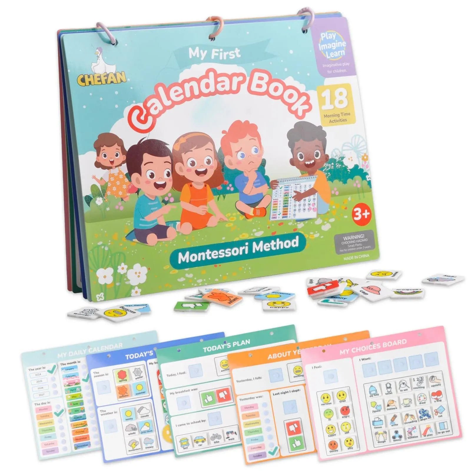 CHEFAN Kids Calendar for Learning,My First Daily Calendar for Kids,All About Today Board,Days of The Week Calendar for Kids,Preschool Classroom Calendar Circle Time Calendar-Today, Monthly and Weather