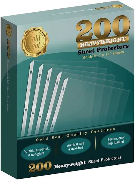 GOLD SEAL 100 Clear Heavyweight Poly Sheet Protectors, 8.5&#034; x 11&#034;