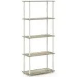 Furinno Turn-N-Tube 5-Tier Multipurpose Shelf Display Rack with Classic Tubes, Sonoma Oak/White