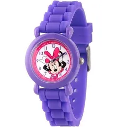 Disney Minnie Mouse Kids' Plastic Time Teacher Analog Quartz Silicone Strap Watch