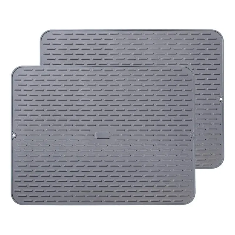 Silicone Dish Drying Mat 24&#034; x18&#034; Heat Resistant Trivet, Counter Top Mat, 2-Set