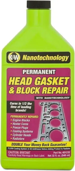 K&W 401232 Permanent Head Gasket & Block Repair with Nanotechnology - 32 Fl Oz