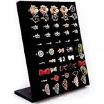 Homeanda Black Velvet L-Shaped Jewelry Organizer with 50 Slots