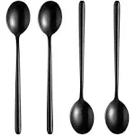 Steel Black Soup Spoon Long handled Great Circle SpoonsKorean Long Handle Sou...