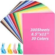 300 Sheets Construction Paper 8.5x 11, 30 Colors Craft Paper Cardstock Colored Art Cardstock Heavy Duty Craft Paper for Kids Scrapbook School Office Printing DIY Craft(120gsm 32lb)