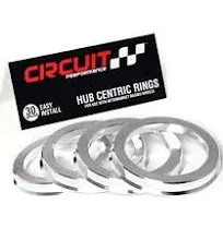 Circuit Performance 73.1mm OD to 63.4mm ID Silver Aluminum Hub Centric Rings 