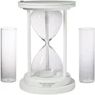 Fun Express Unity Hour Glass - Symbolize Your Timeless Love, Unique Wedding Hourglass Timer 60 Minutes Cylinder Set – 3 Pcs Personalized White Unity Sand