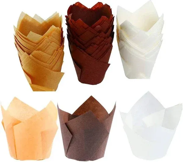 150 Piezas Tulipas Tazas De Papel Para Hornear Magdalenas Mo