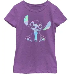 Disney Girl's Lilo & Stitch Holographic Stitch T-Shirt - Purple Berry - Small