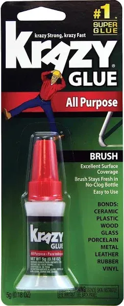 Krazy Glue KG92548R All Purpose Brush-On Glue, 5-Gram