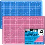 U.S. Art Supply 2 Pack of 12" x 18" Pink/Blue Professional Self Healing 5-Ply Double Sided Durable Non-Slip PVC Cutting Mat