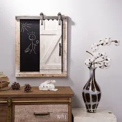 Glitzhome Farmhouse Wooden Chalkboard Barn Door Wall Decor