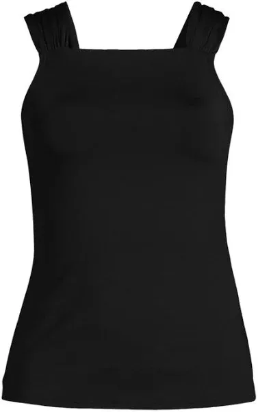 Lands' End Women's Chlorine Resistant Cap Sleeve High Neck Tankini Swimsuit Top