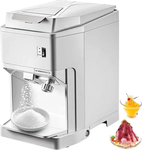 Electric Snow Cone Machine Commercial 265 LBS/H with Ice Hopper & Lid, 250W Ice Crusher w/Drain Pipe Tabletop Shaved Ice Maker w/Adjustable Fineness - Perfect for Home, Office, and Parties