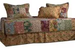 Antique Chic 5-Piece Daybed Set Brown Floral Shabby Cotton Bedskirt Included