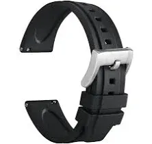 WOCCI 22mm Hevea Watch Band, FKM Rubber (Not Silicone), Quick Release Replacement Strap for Men, Black Buckle (Black)